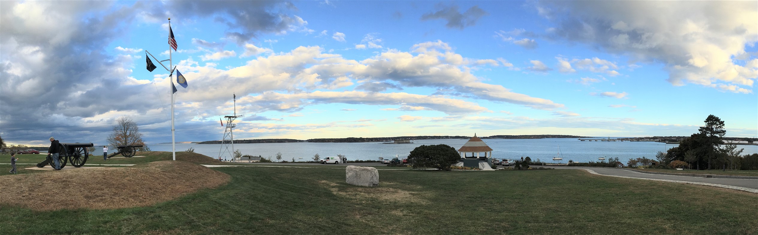 Panoramic view of the Eastern Promenade park overlooking the ocean